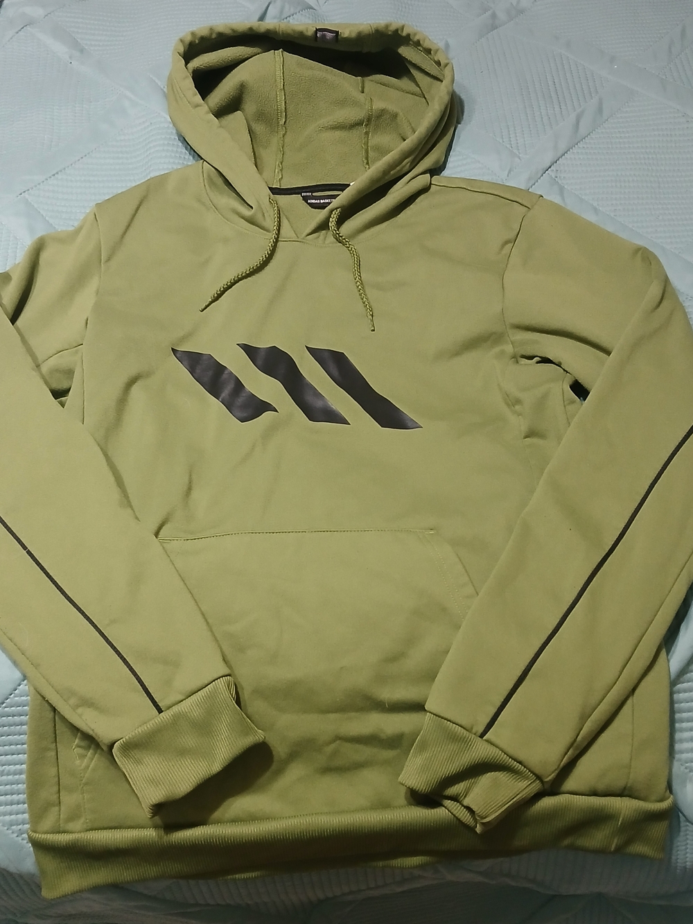 Men's Olive Pullover Hoodie Adidas Basketball Club Size Med Climawarm